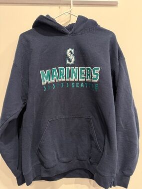 Majestic Seattle Mariners Navy Hoodie with Teal Logo